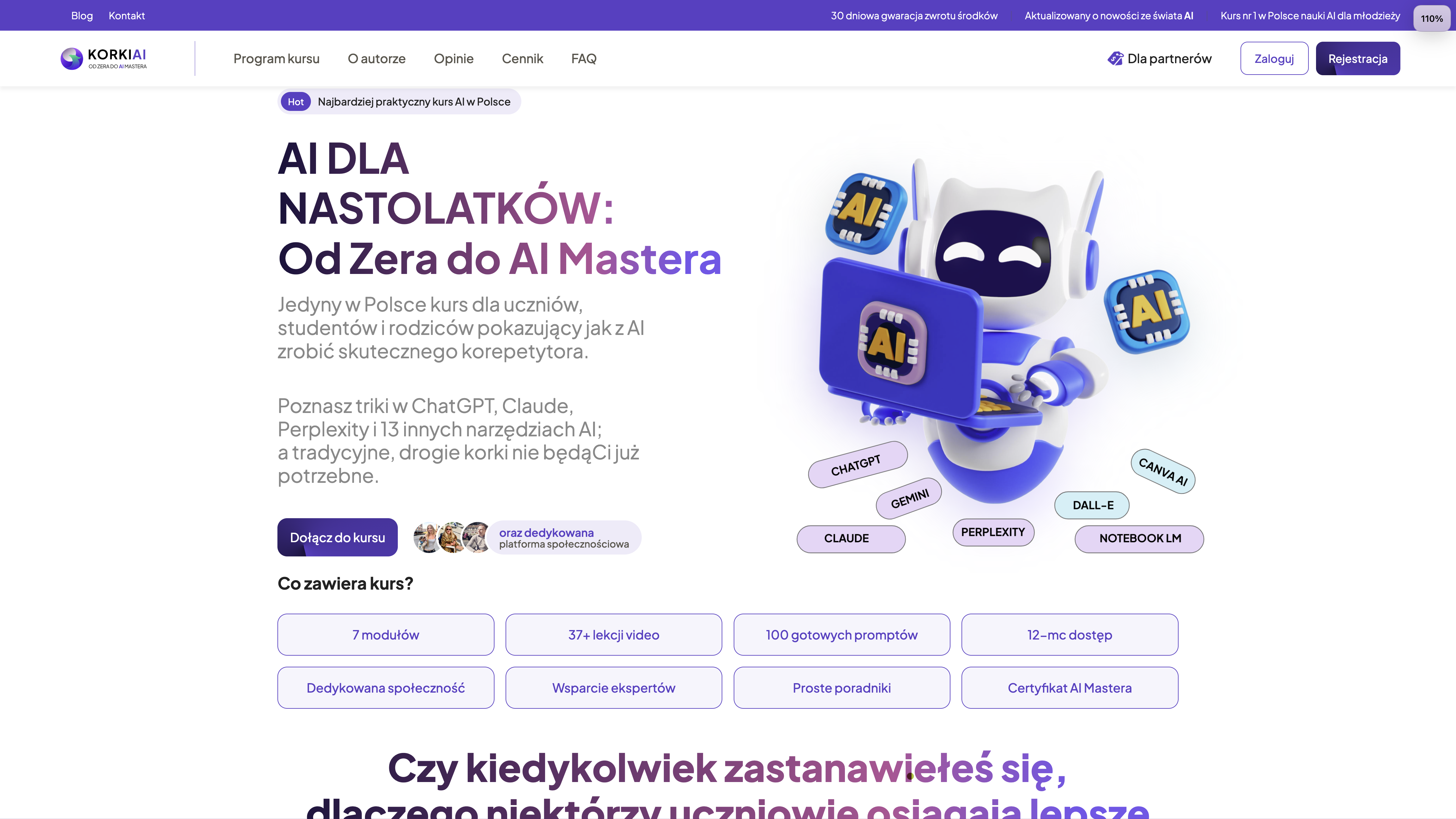 KorkiAI - platforma kursowa z AI dla nastolatków